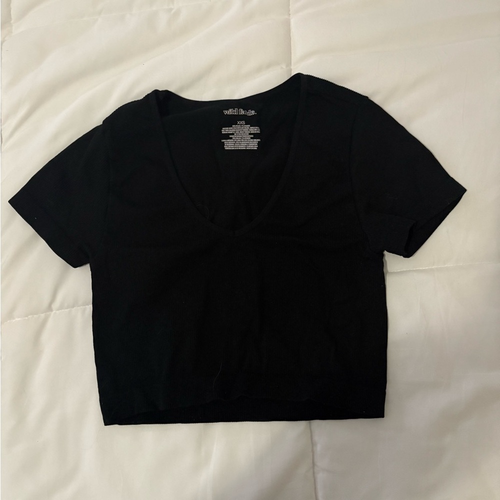 Wild Fable Black V-Neck Crop Top